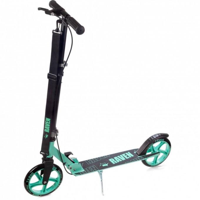Kick Scooter with handbrake Raven Straight Black/Mint 200mm