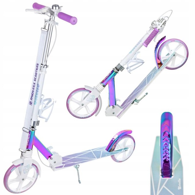 Kick Scooter Raven Estelle PRO Black 200mm with handbrake, bell, bottle holder and front suspension